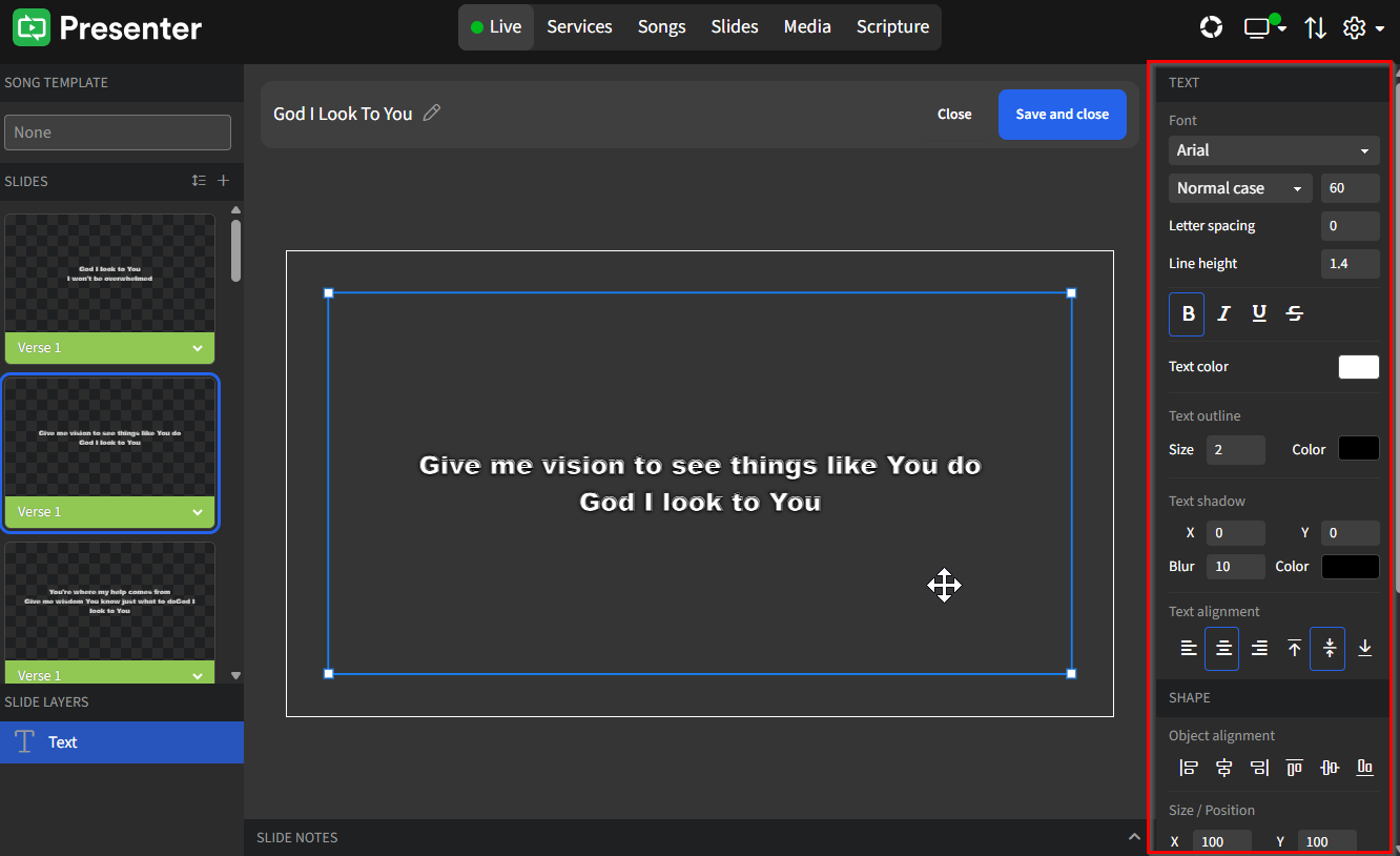 Editing Song Slides - Right Formatting Panel.png